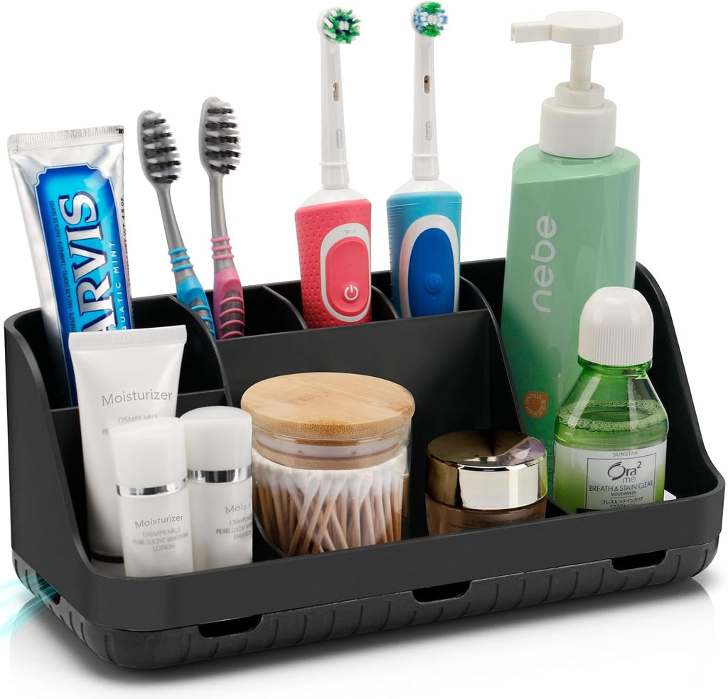 GFWARE Soporte para cepillo de dientes negro - Organizador de baño...