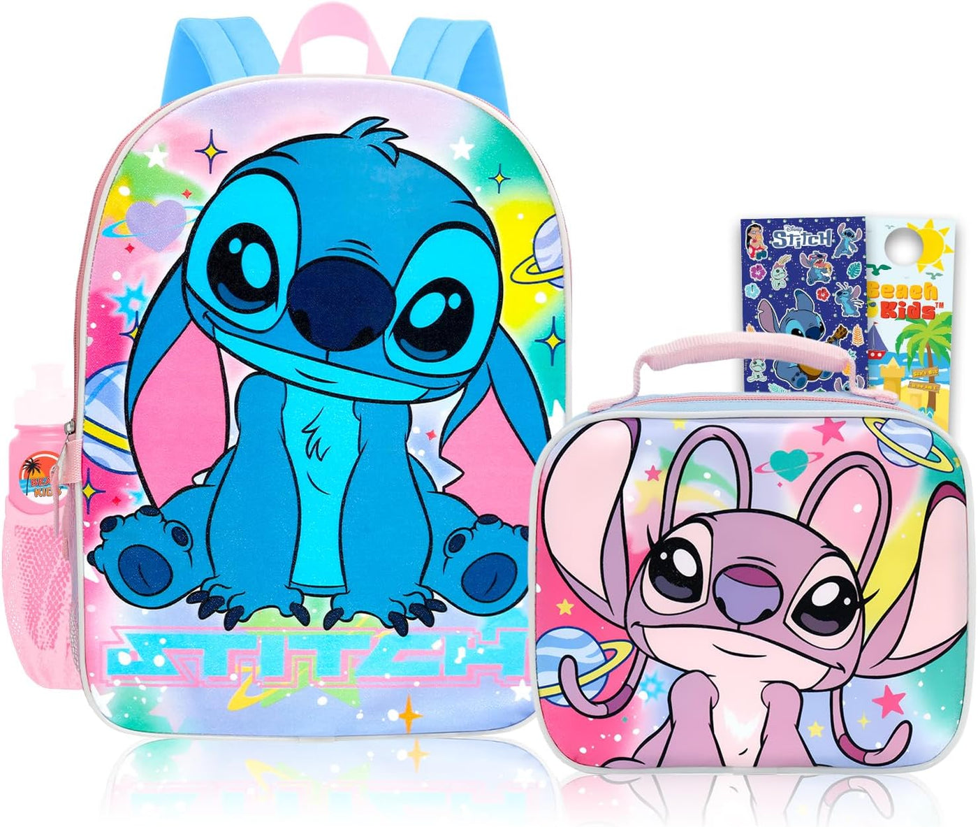 Stitch &amp; Angel - Mochila con lonchera para niños y más | Bolsa...