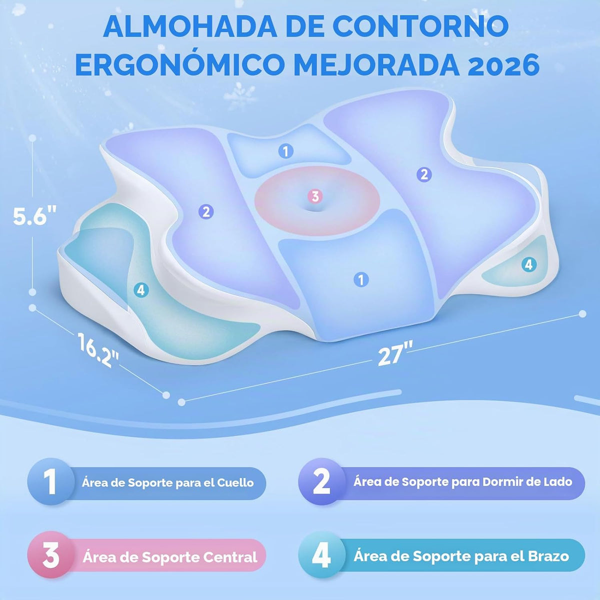 Almohada de espuma viscoelástica refrescante 2026 con funda de seda...
