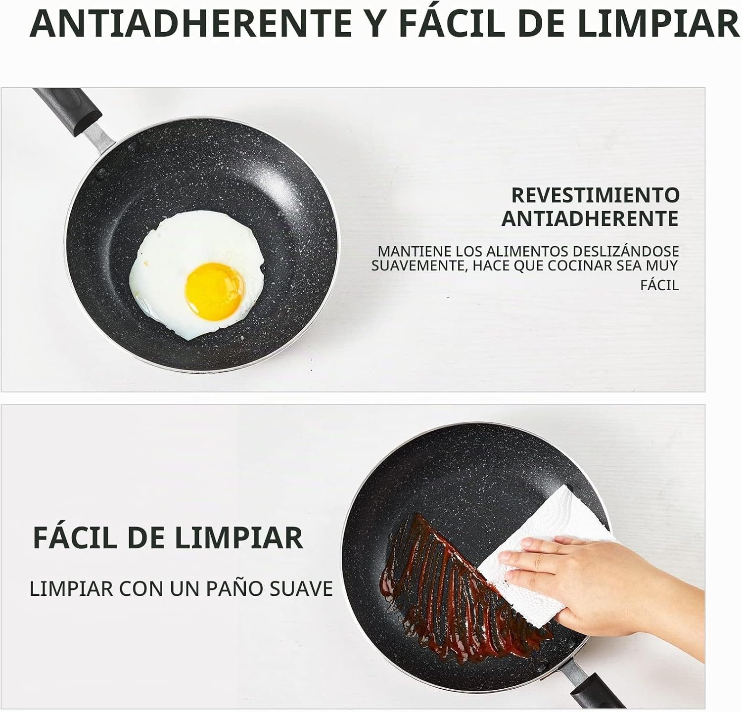 RATWIA - Juego de 3 sartenes antiadherentes para placa de inducción...