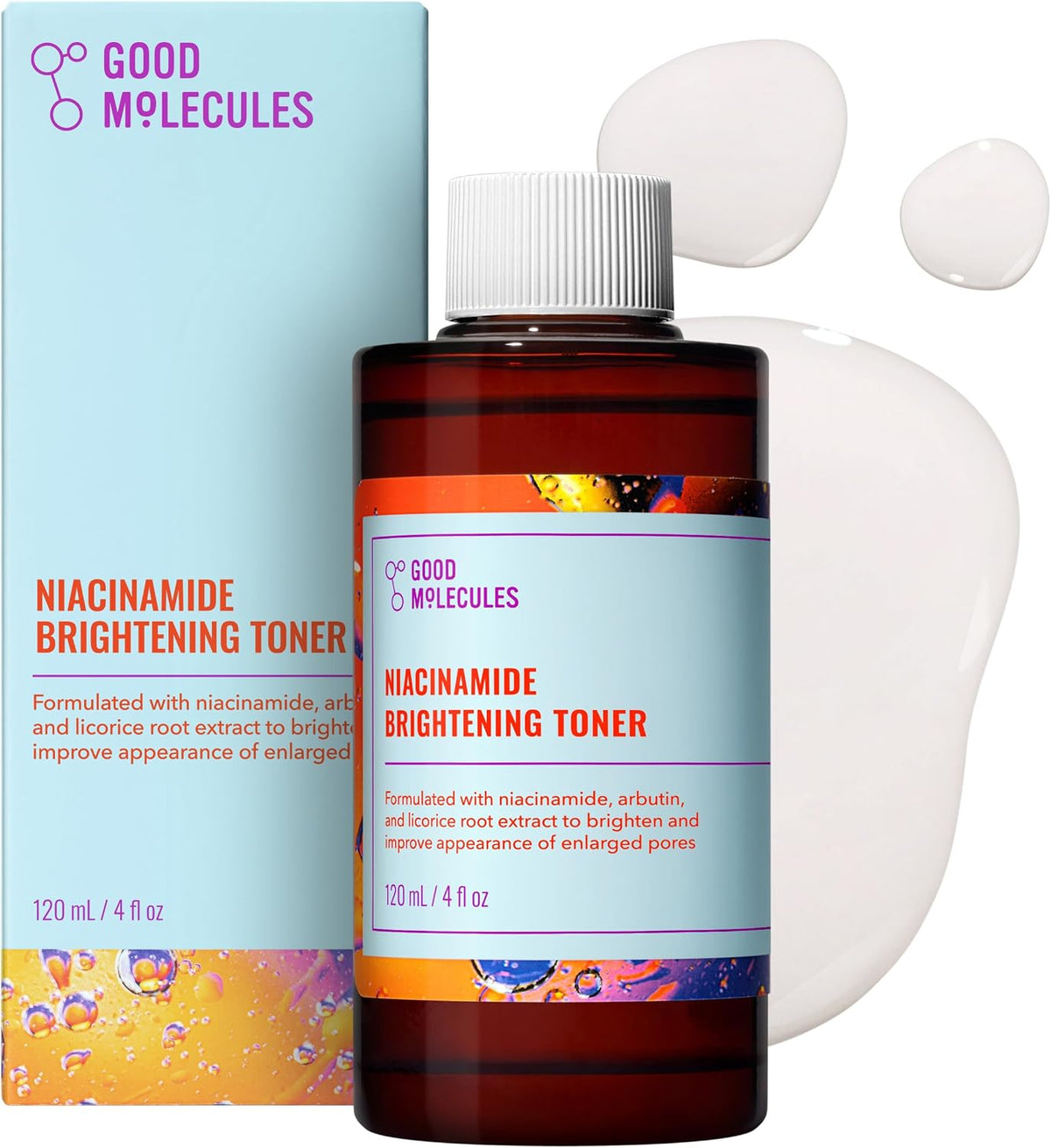 Good Molecules Tónico iluminador de niacinamida con arbutina, 4 fl...