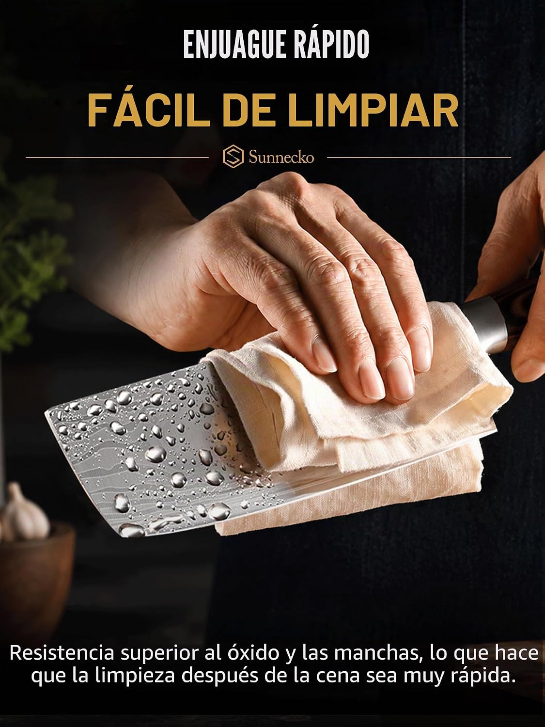 Sunnecko Nakiri - Cuchillo de chef de 7 pulgadas para cortar carne...