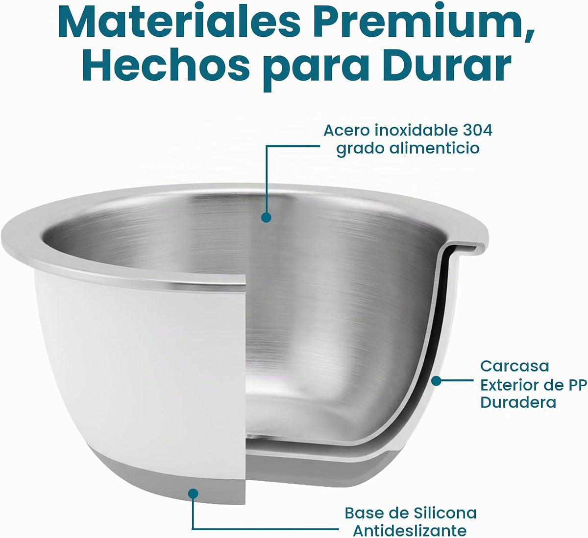 Rorence Juego de tazones para mezclar de acero inoxidable 18\/8 con...