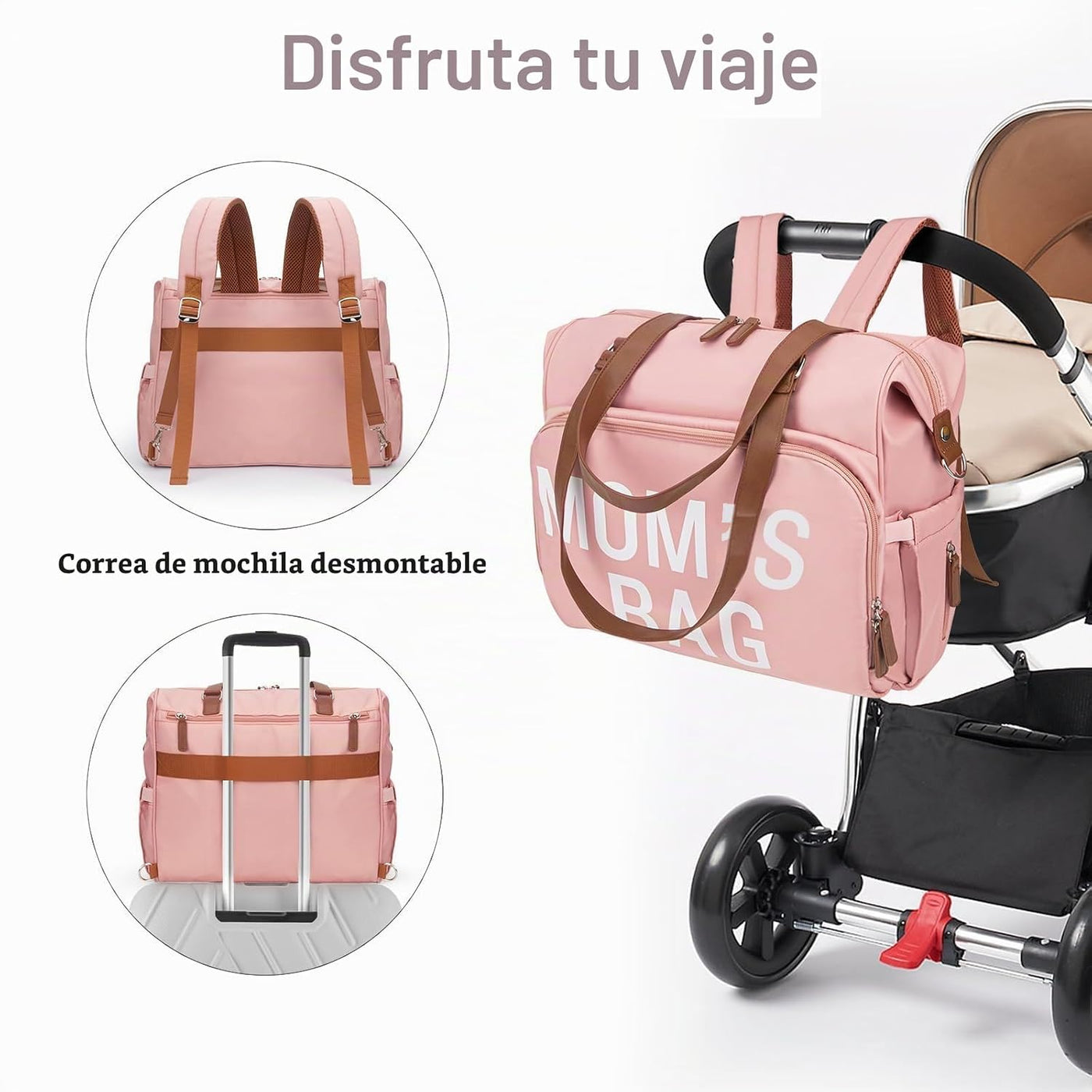 Pripher - Mochila para pañales de mamá 4 en 1, bolso para bebé, bol...