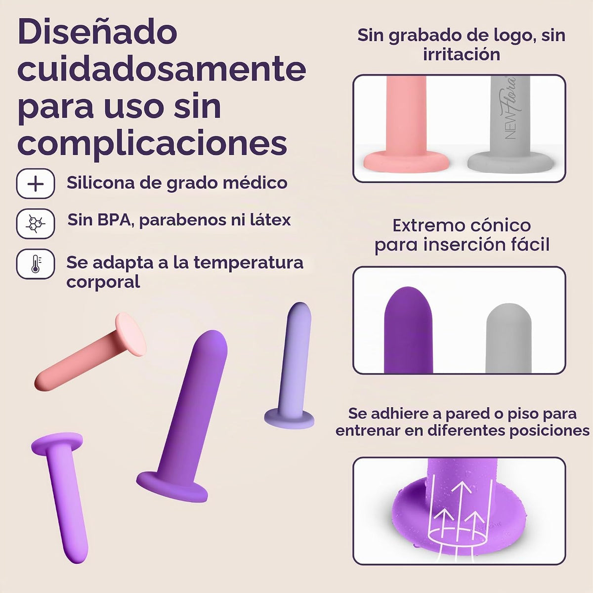 NewFlora Juego de 4 varitas de silicona grandes con succión manos l...