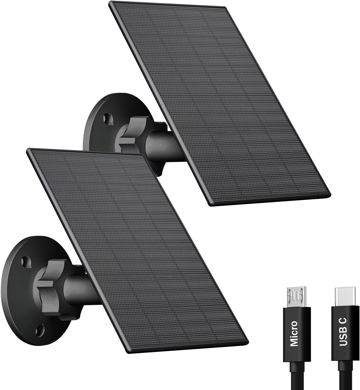 VUEBEE Panel solar de 2 W para cámaras de seguridad, USB-C\/Micro U...