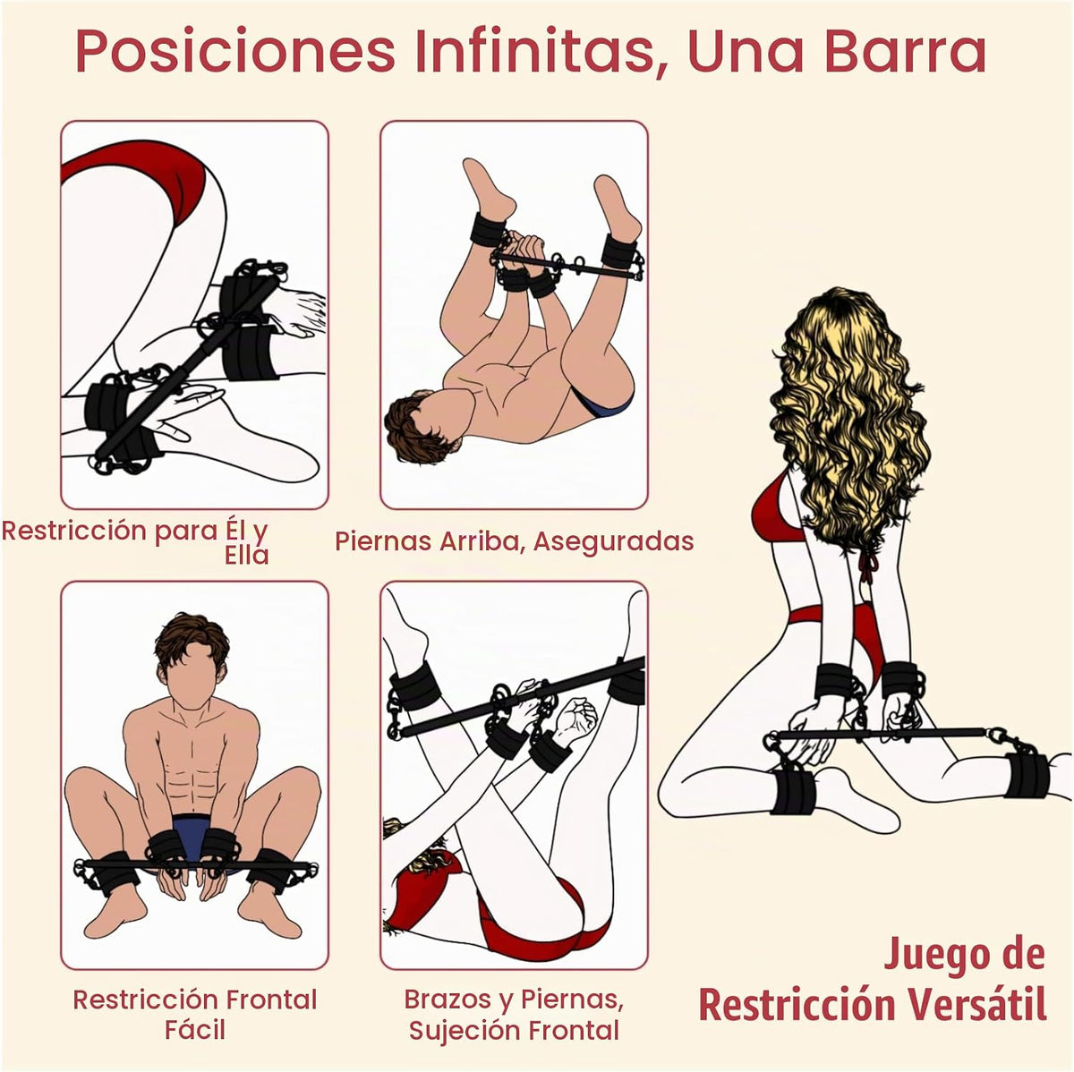 Barra esparcidora Juguetes sexuales BDSM Bondage Restricciones con...