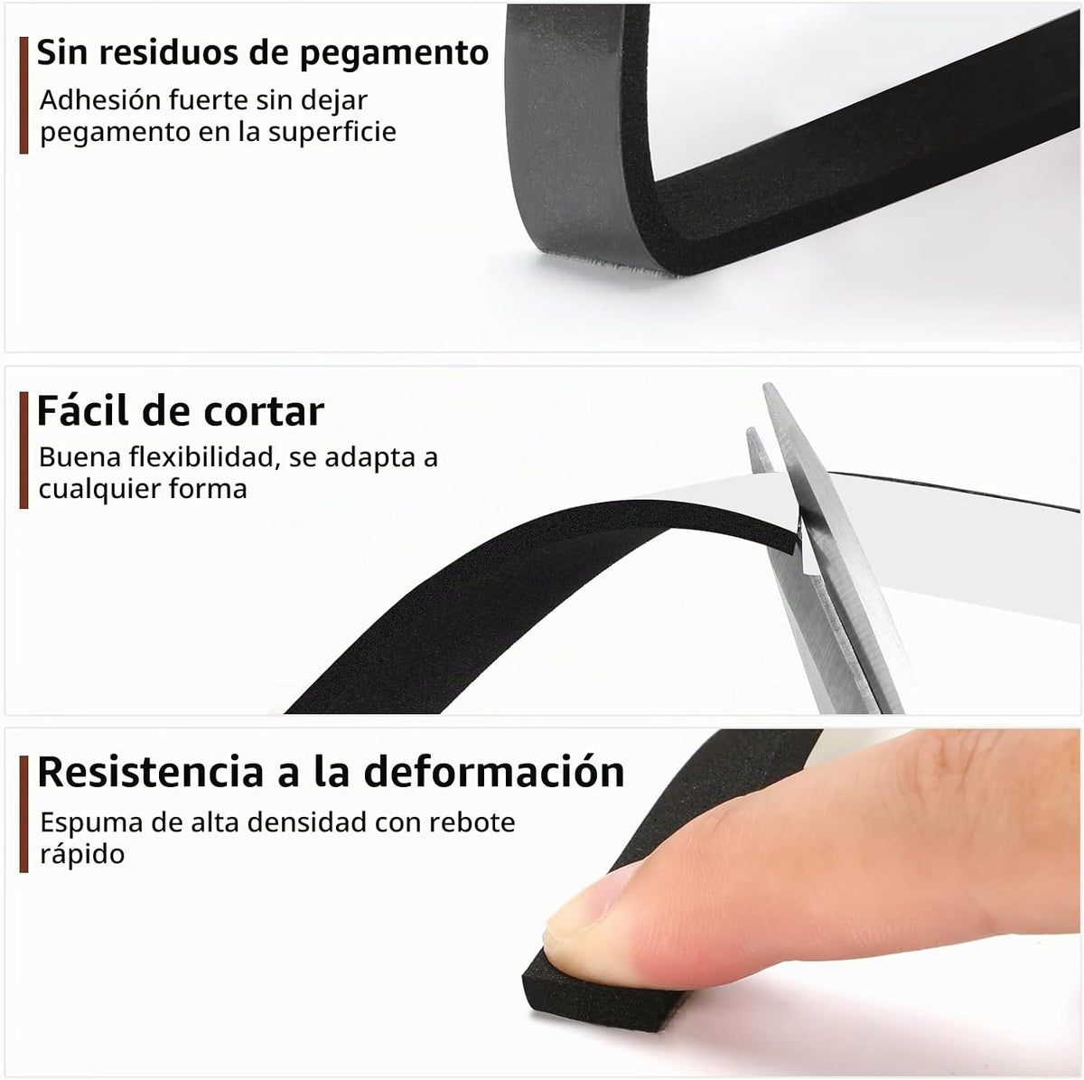 Yotache Tiras de espuma con adhesivo de 1\/2" x 1\/4", cint...