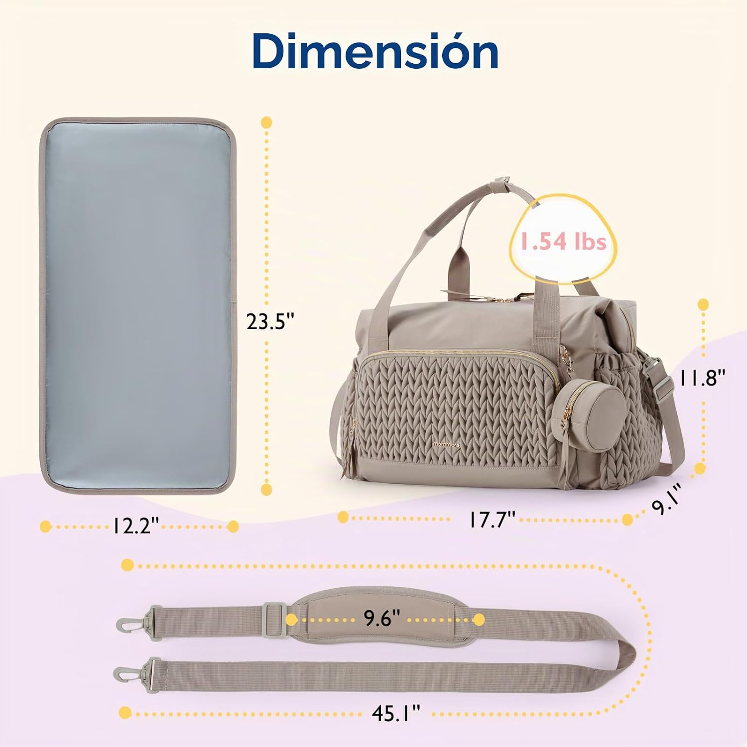 mommore - Bolso para pañales, bolsos de gran capacidad para viajes,...