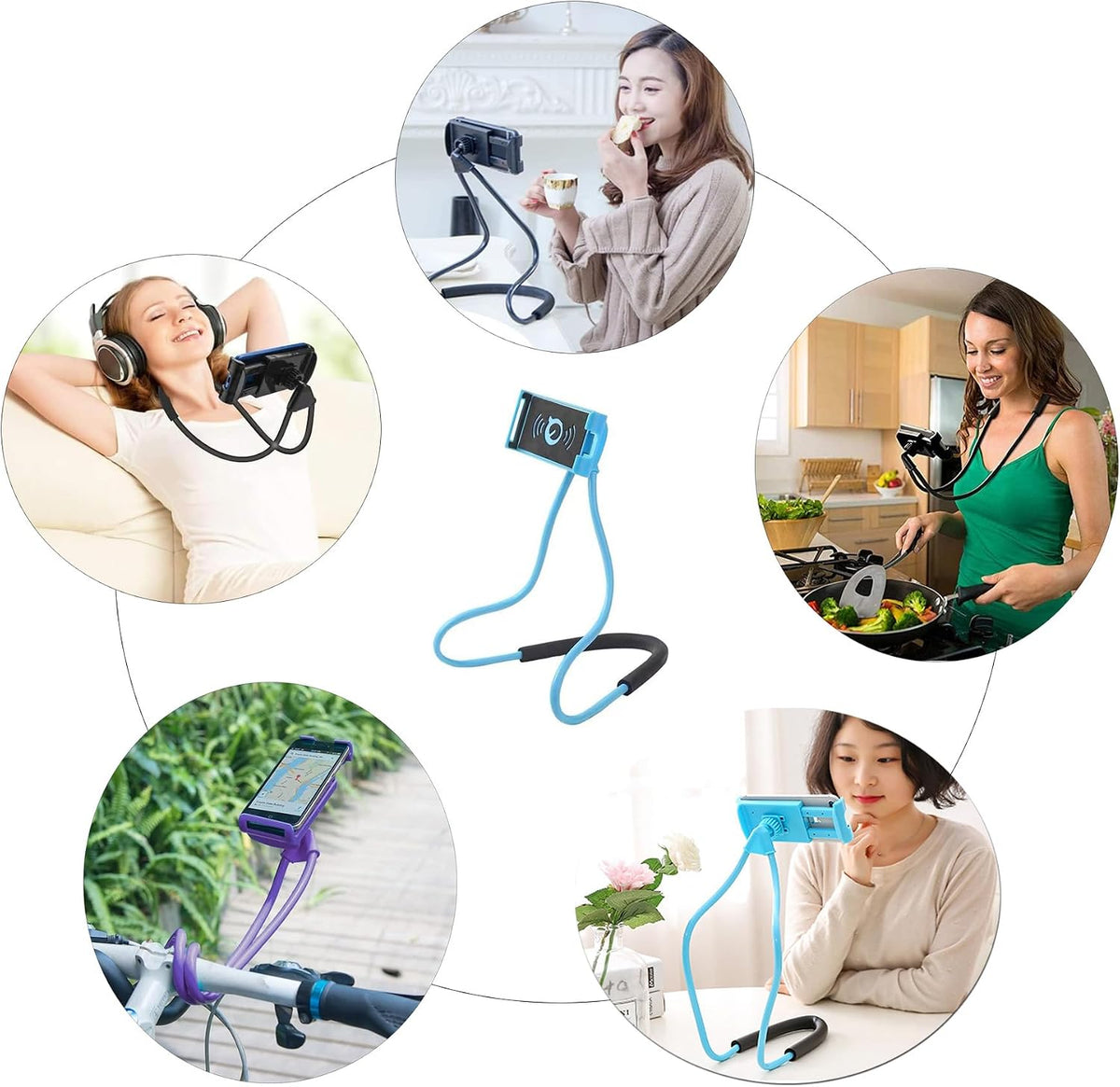 QkonkgnS Soporte para teléfono para cuello, manos libres para cama...