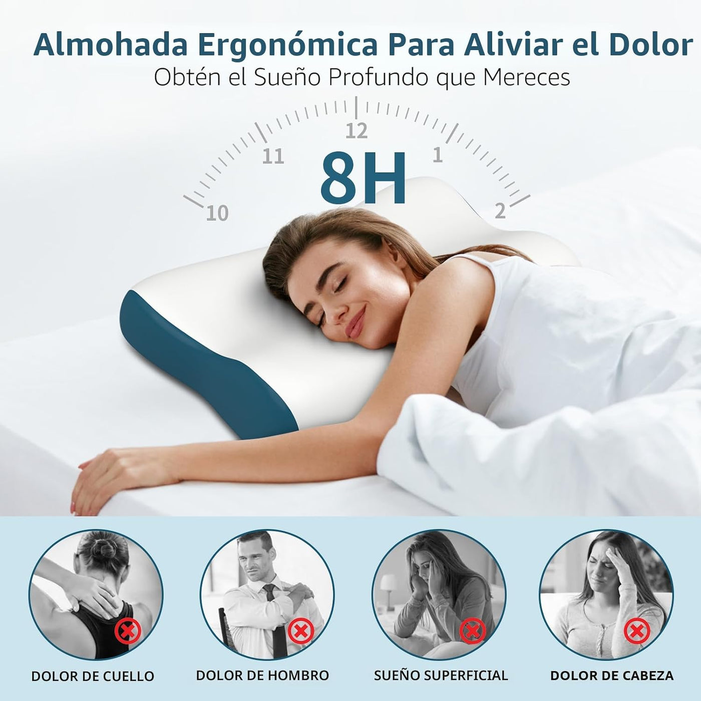 Almohada cervical para aliviar el dolor de cuello, almohadas de esp...