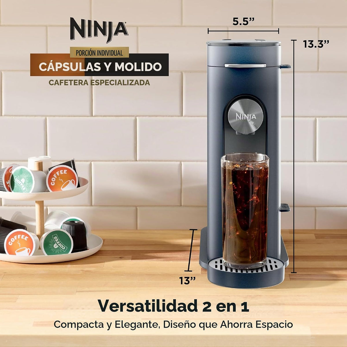 Ninja Pods &amp; Grounds Cafetera de una sola porción, compatible c...