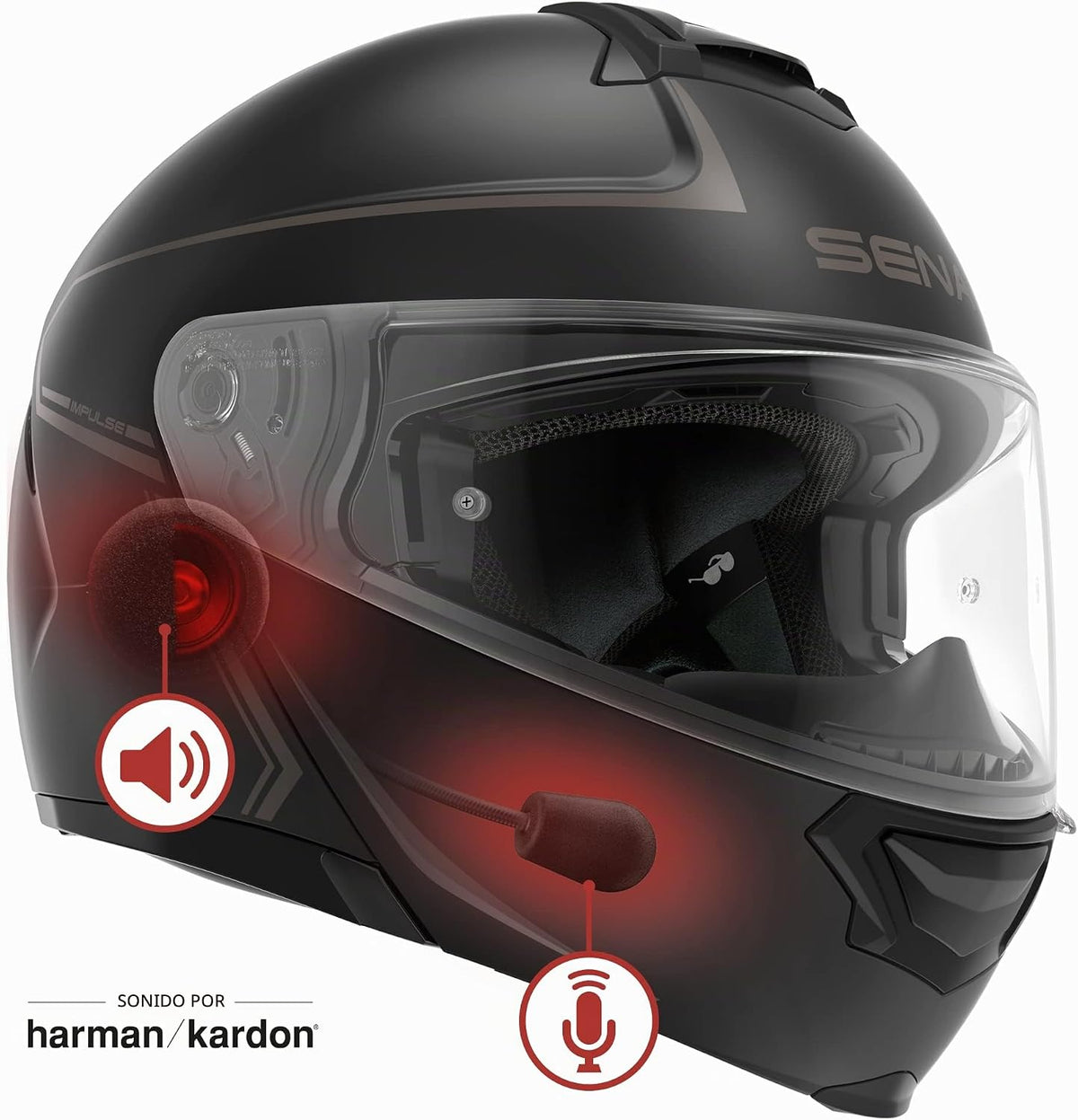 Sena Impulse - Casco modular Bluetooth con alza para visera DOT, co...
