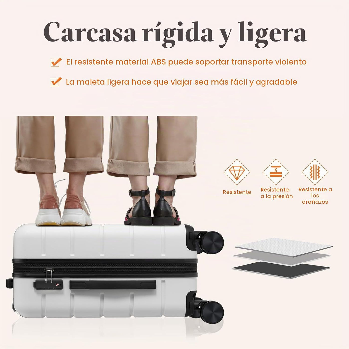 Sweetcrispy Maleta de mano, equipaje con ruedas giratorias, carcasa...