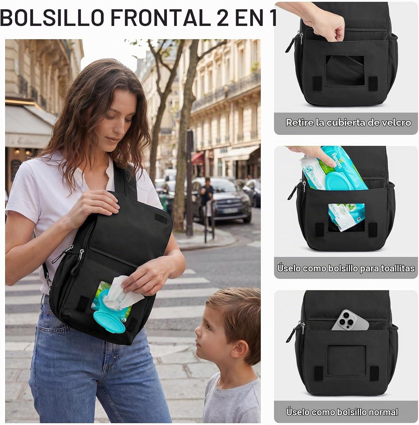 G4Free Mochila pequeña para pañales, compacta, convertible, para mu...