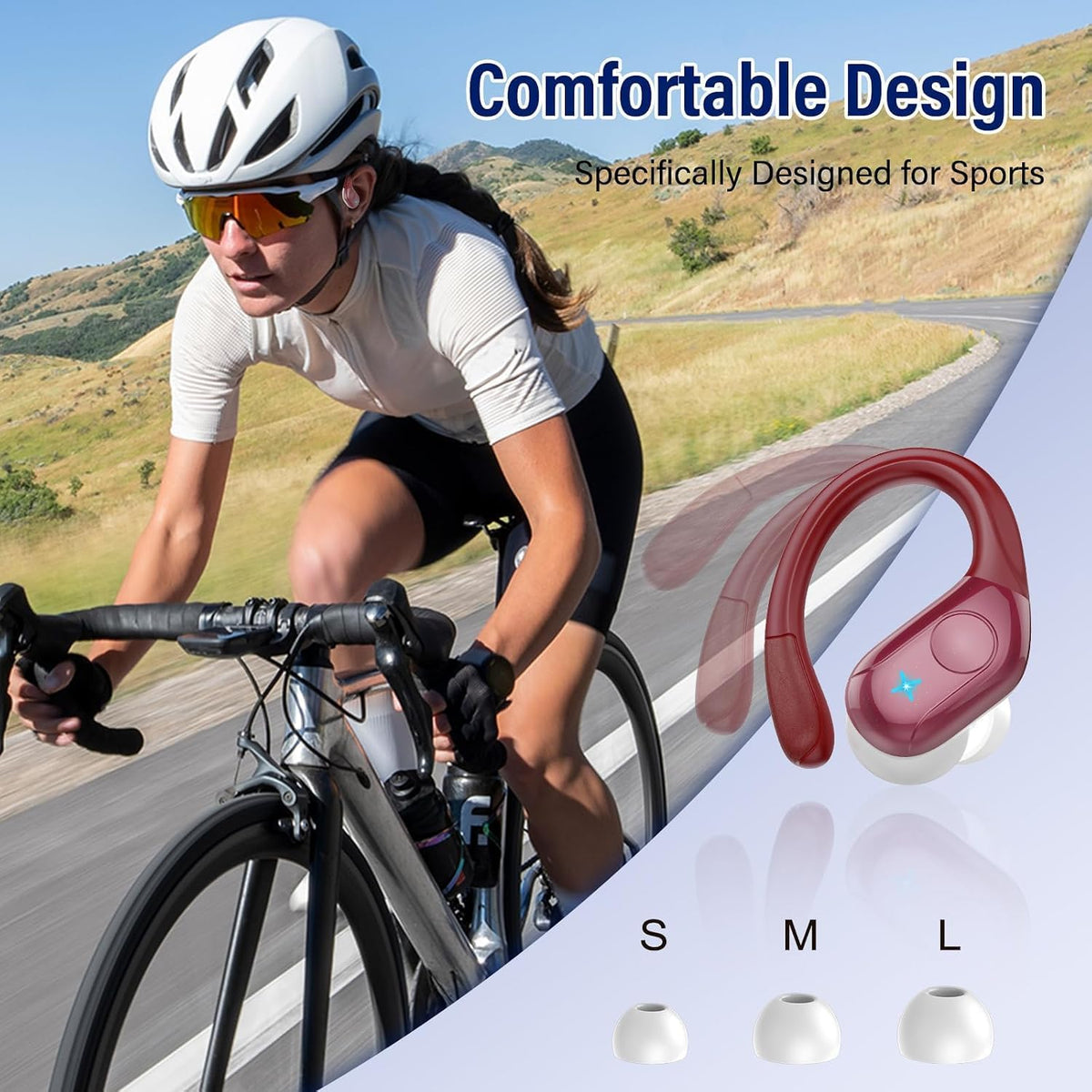 Qecnato 75H Deportes Auriculares inalámbricos Bluetooth 5.4 Auricul...
