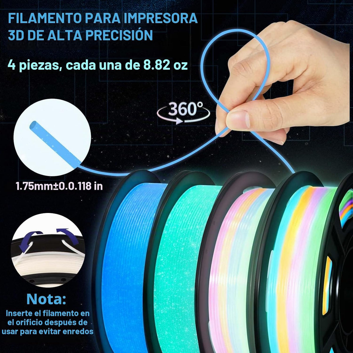 Frucindra Filamento para impresora 3D de ácido poliláctico + que br...