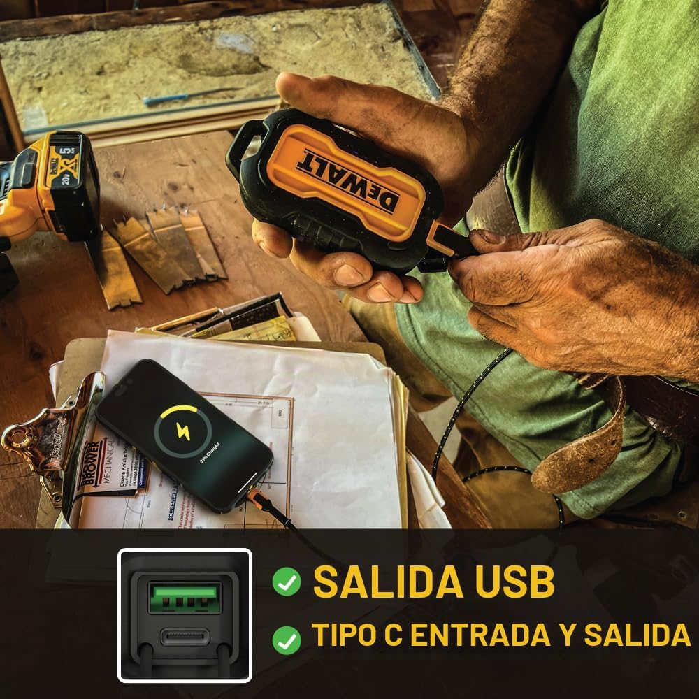 DEWALT Bloque de cargador USB C de 4 puertos de 100 W y banco de en...