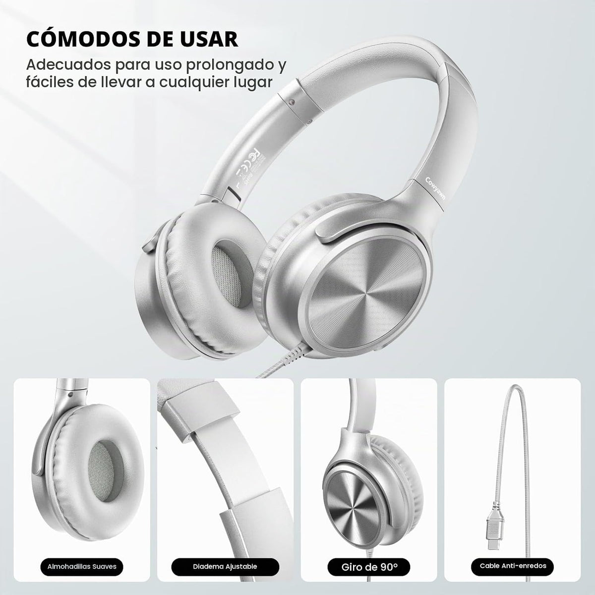 Cowyawn Auriculares USB C con cable, auriculares USB C con cable co...
