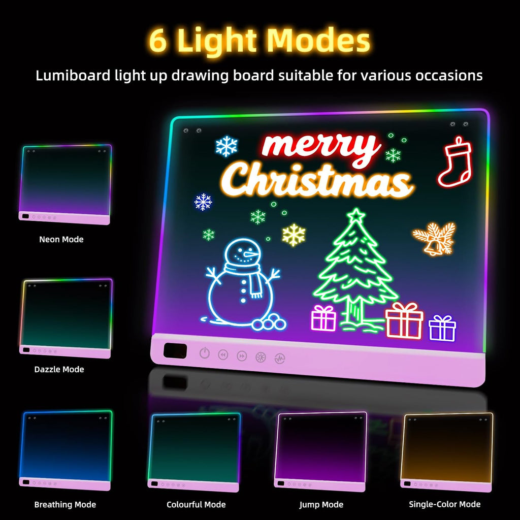 Lumiboard Tablero de dibujo LED con 13 efectos de luz, tablero de n...