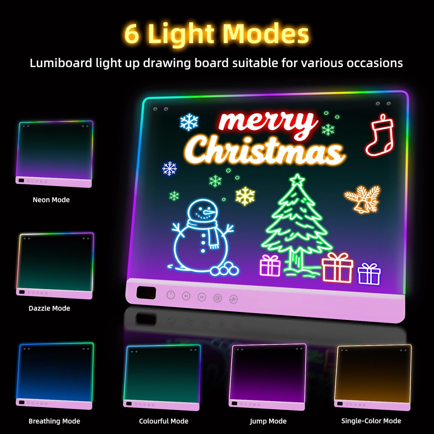 Lumiboard Tablero de dibujo LED con 13 efectos de luz, tablero de n...
