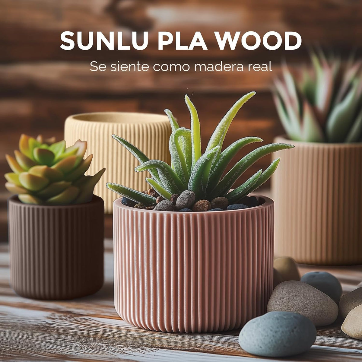 SUNLU - Filamento PLA de madera de 0.07 in, paquete de carrete de 8...