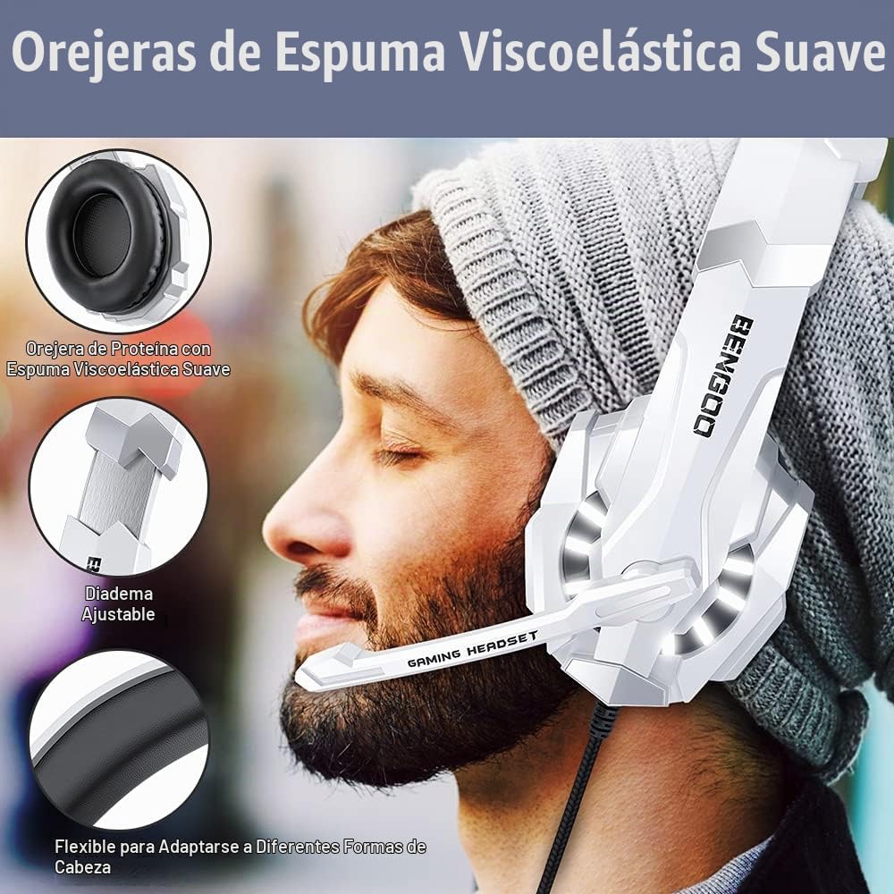 BENGOO Auriculares profesionales para juegos para PS4, PS5, PC, Xbo...