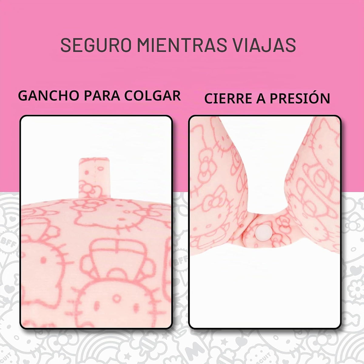 FUL Hello Kitty - Almohada para el cuello, color rosa | Accesorios...