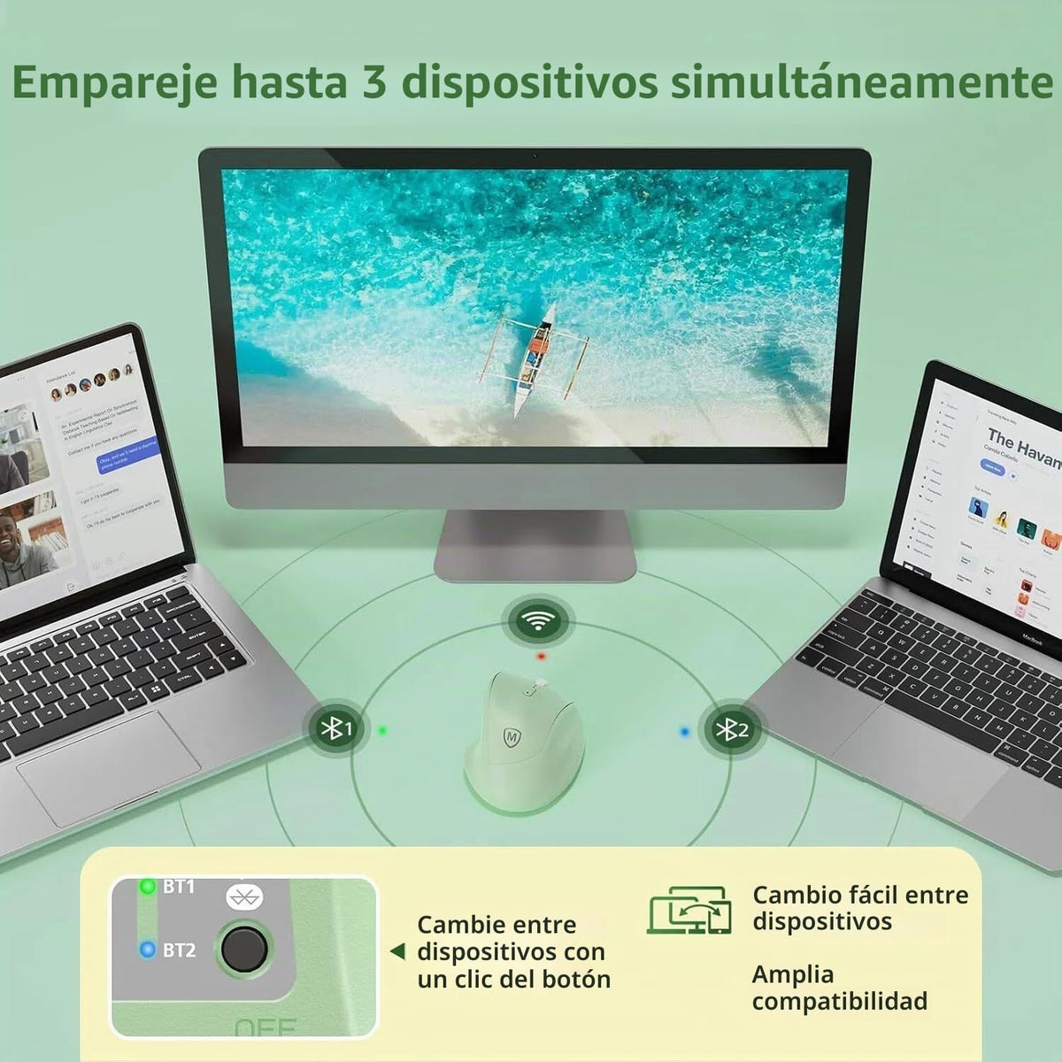 Micropack Mouse Ergonómico Vertical Inalámbrico Bluetooth para Lapt...