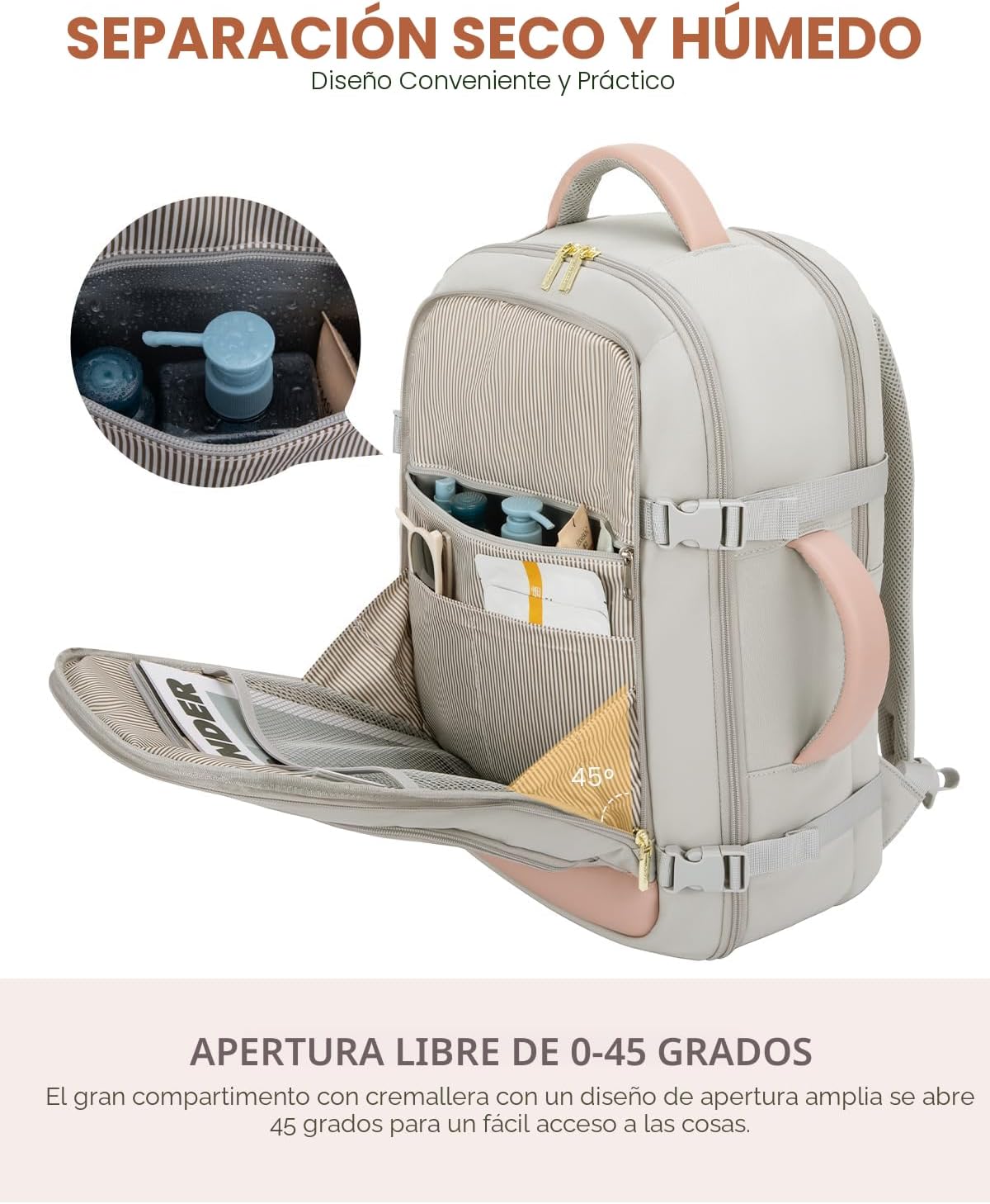 LOVEVOOK - Mochila de viaje para mujer, mochila de transporte de 40...