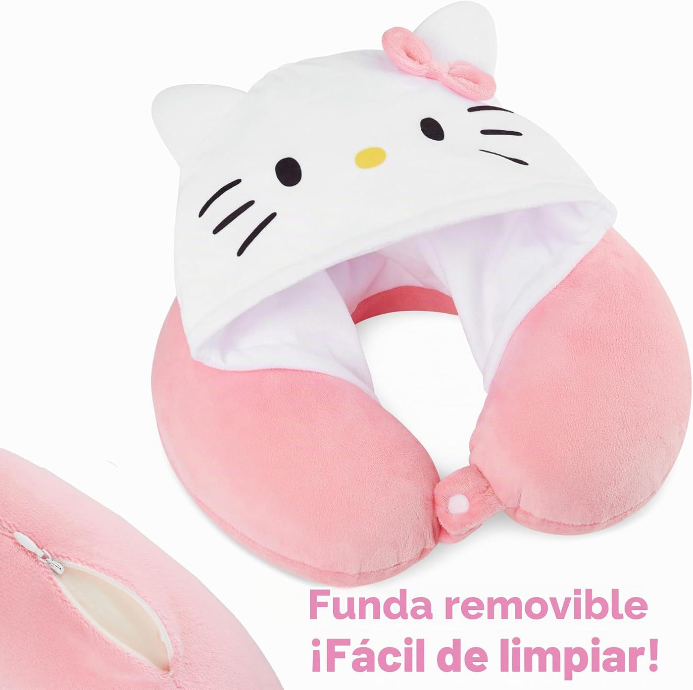 Hello Kitty Almohada de viaje para niñas y adolescentes con capucha...
