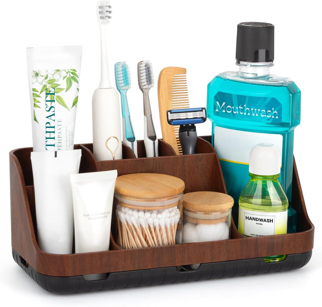 GFWARE Portacepillos de dientes de madera para baños, organizador d...