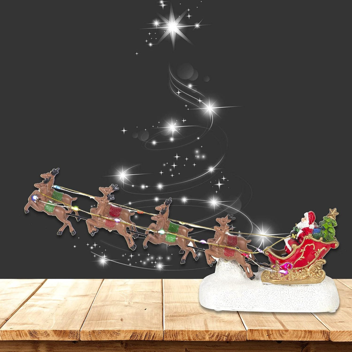 innodept12 Trineo de Papá Noel de Navidad con 8 renos, decoración d...