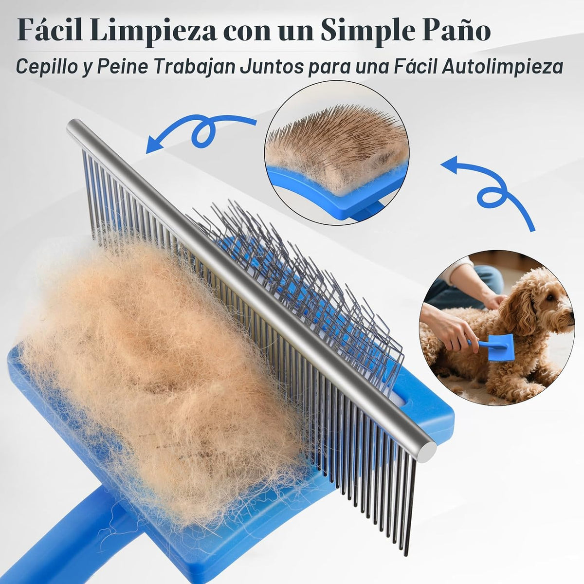 Saccison 2 piezas de cepillo slicker para perros y peine para masco...