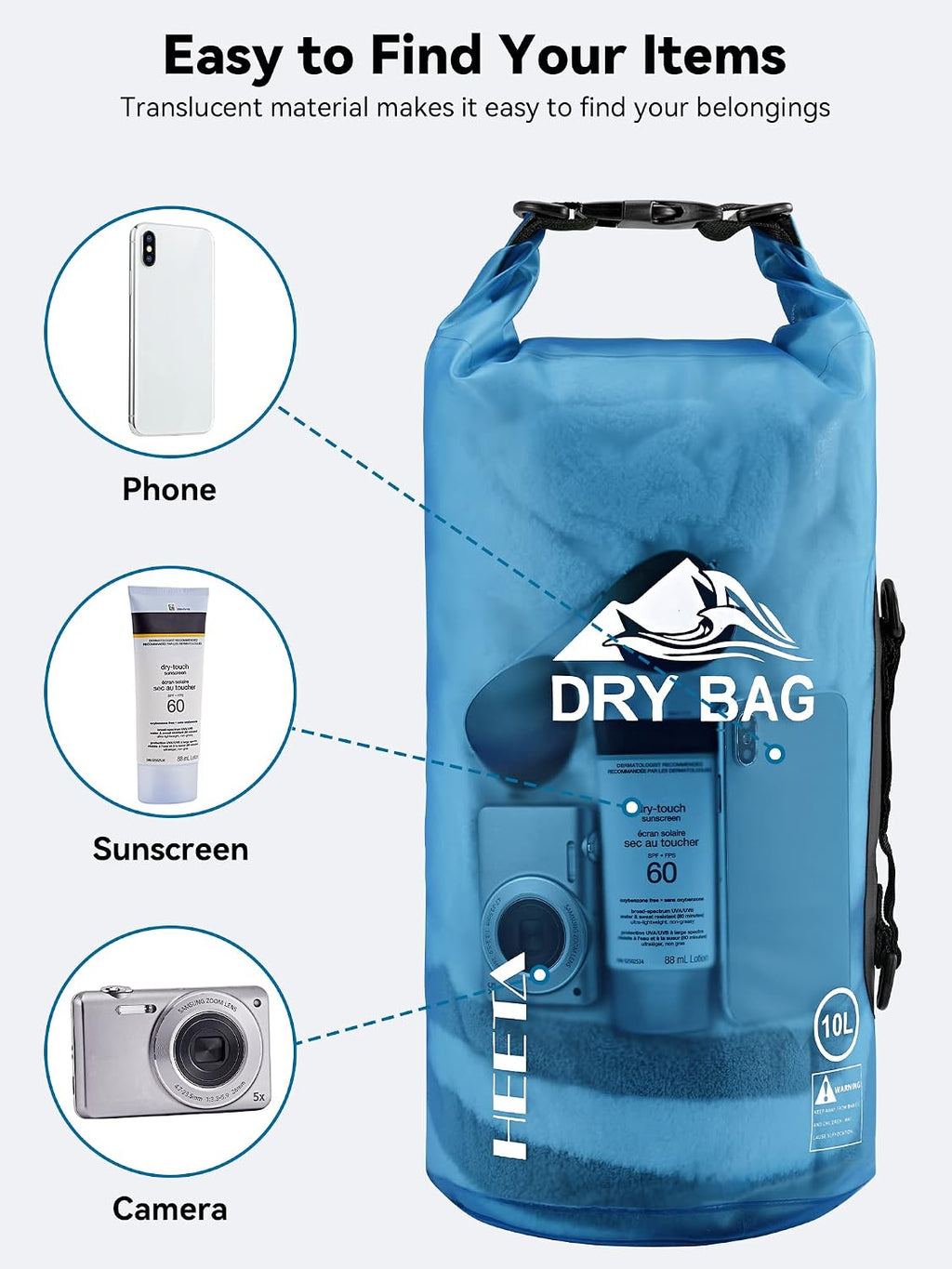 HEETA Bolsa Seca Impermeable para Mujeres y Hombres, 5L\/10L\/20L\/...