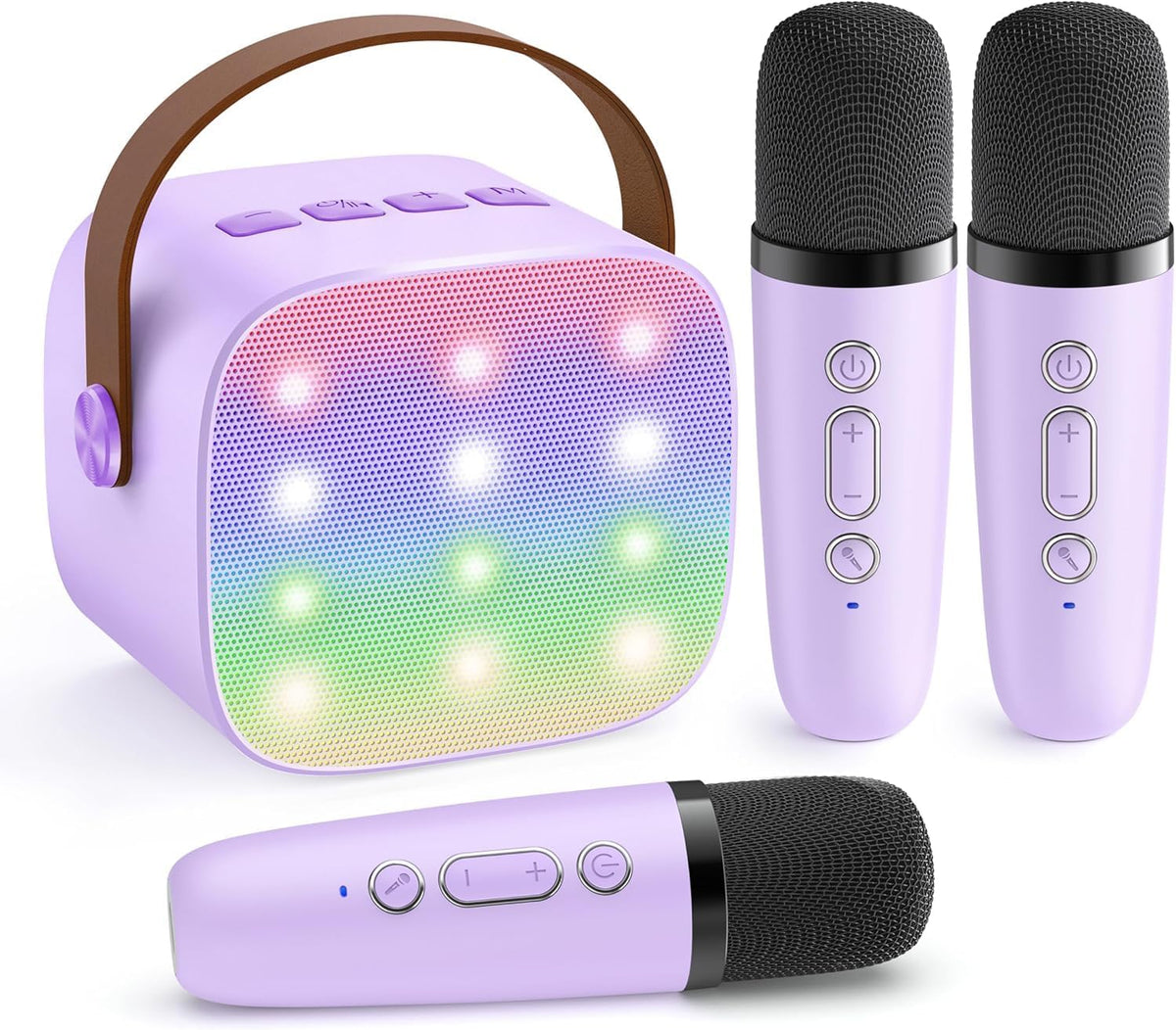 YLL Mini máquina de karaoke con 3 micrófonos inalámbricos, regalos...