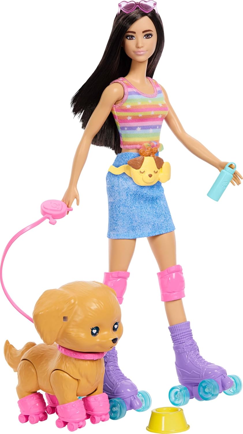 Barbie Mascotas Patinar y Correr Muñeca Morena | Patinaje para cach...