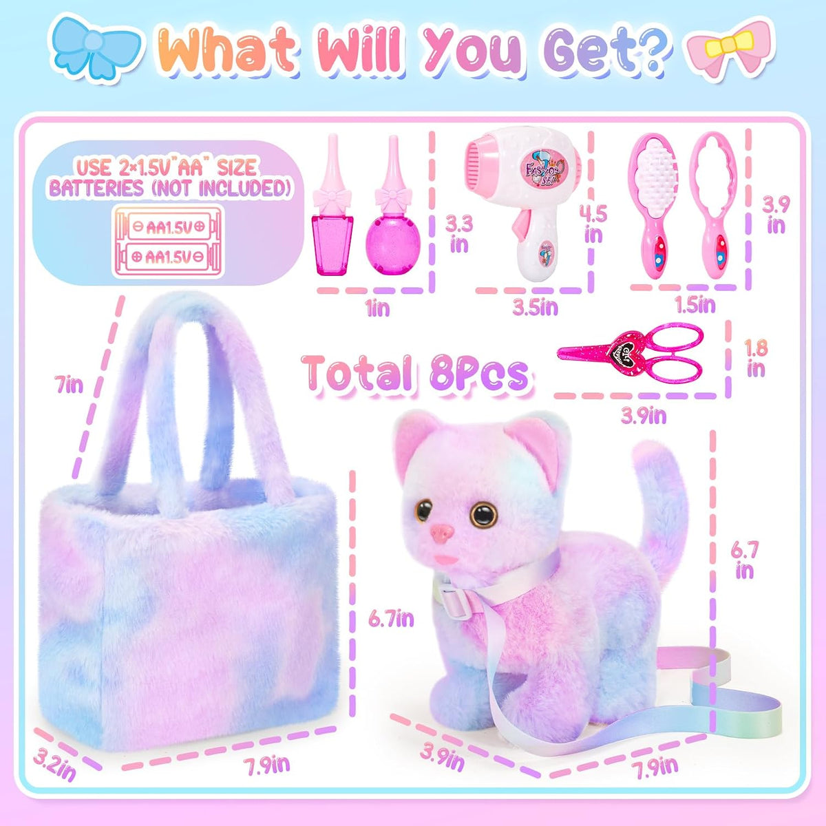 NINAOR Juguetes de peluche interactivos de gato para niños con bols...