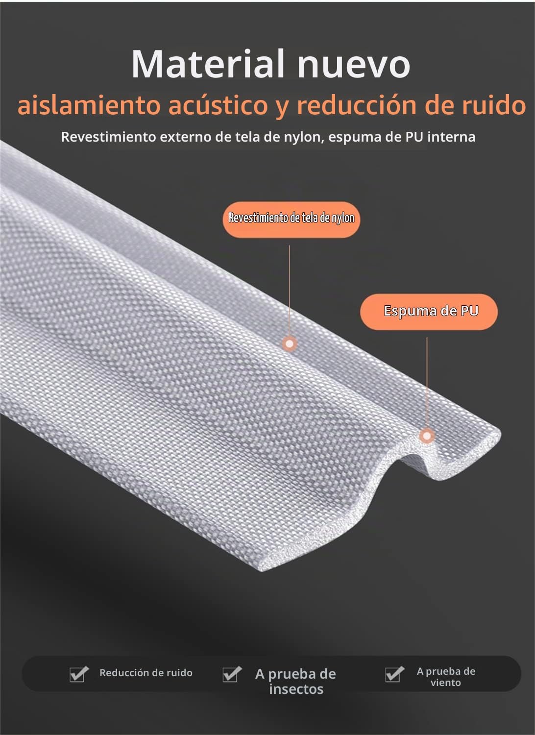 Tira de sellado autoadhesiva para huecos de ventanas de 80 pulgadas...
