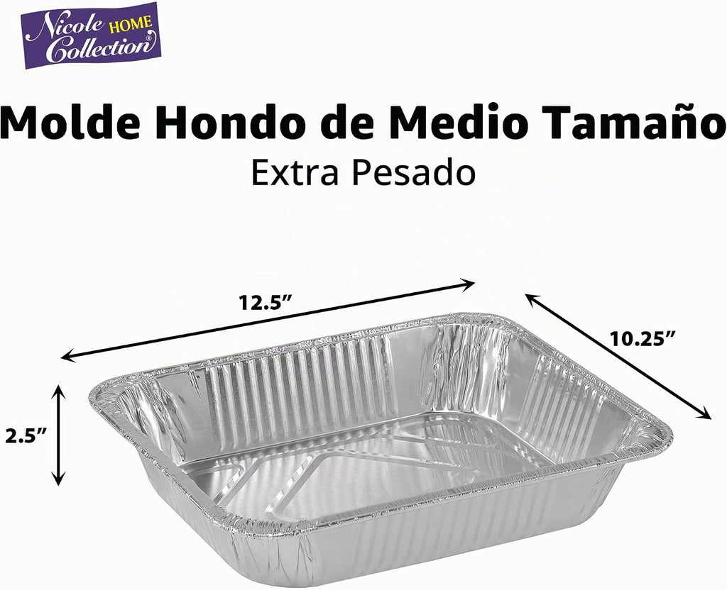 Sartenes de aluminio de tamaño medio, 9 x 13, bandejas de papel de...