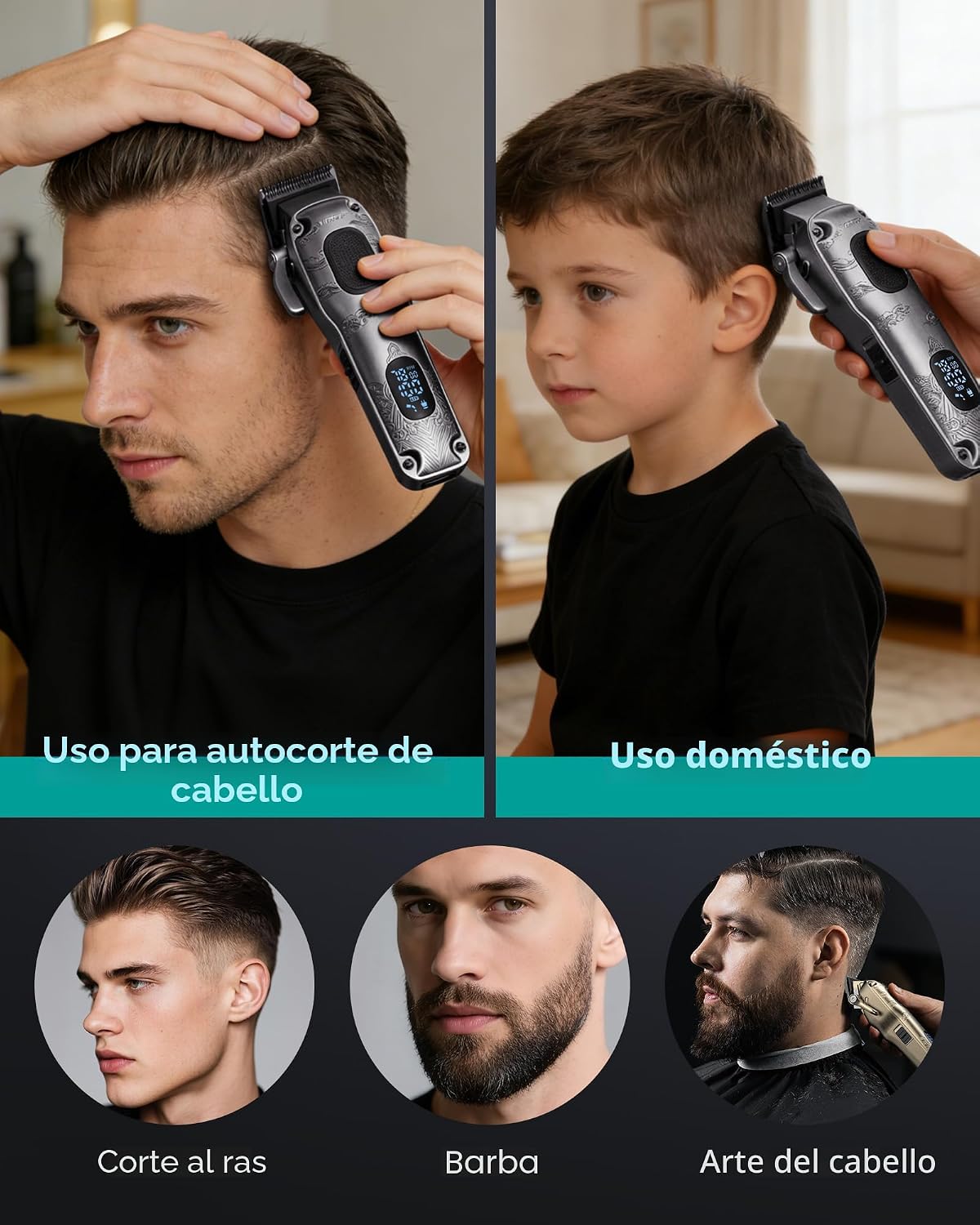VGRPRO Cortapelos para hombre profesional, inalámbrico y con cable...