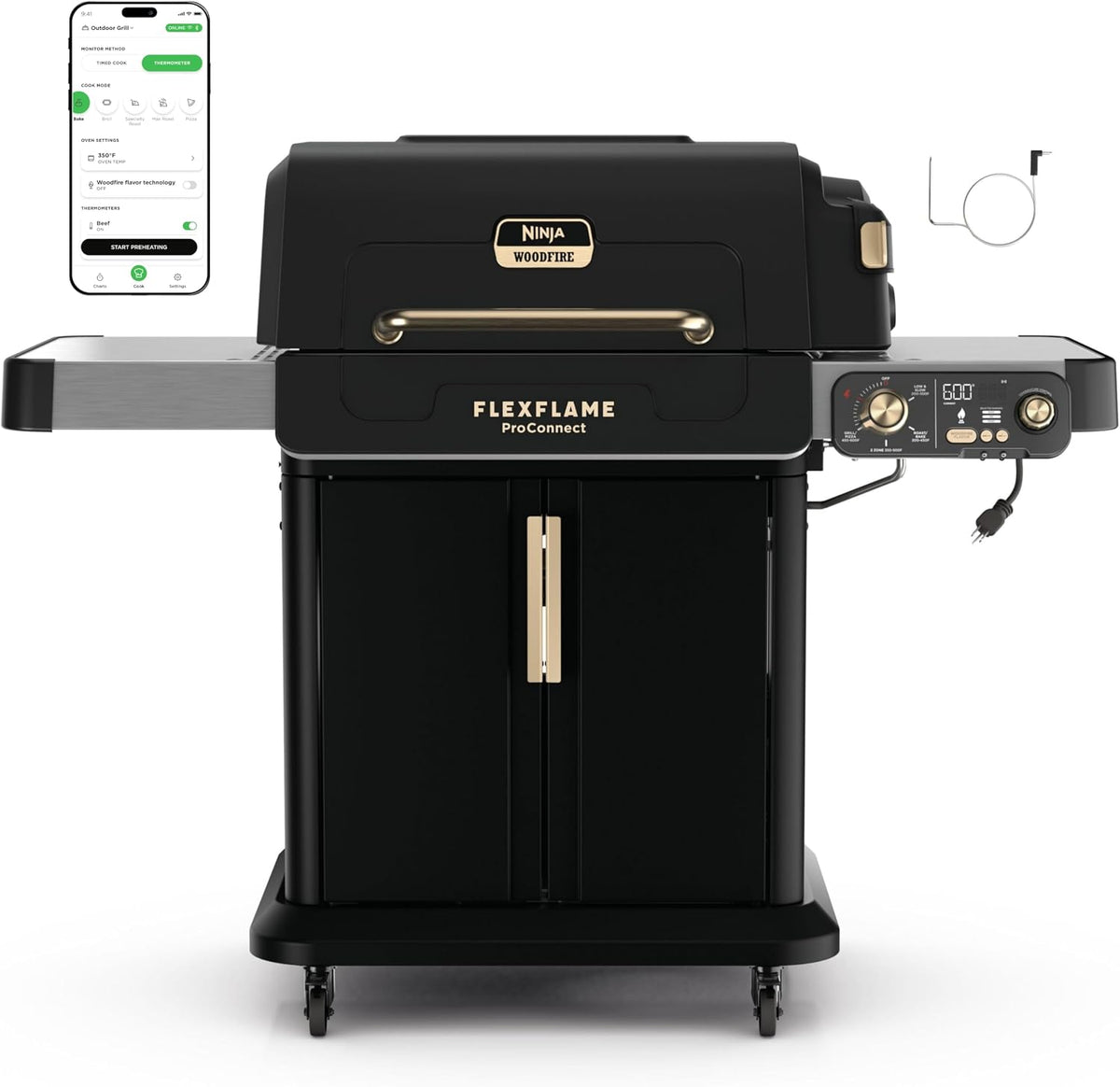 Ninja FlexFlame ProConnect Barbacoa y Ahumador | Sistema de Cocina...