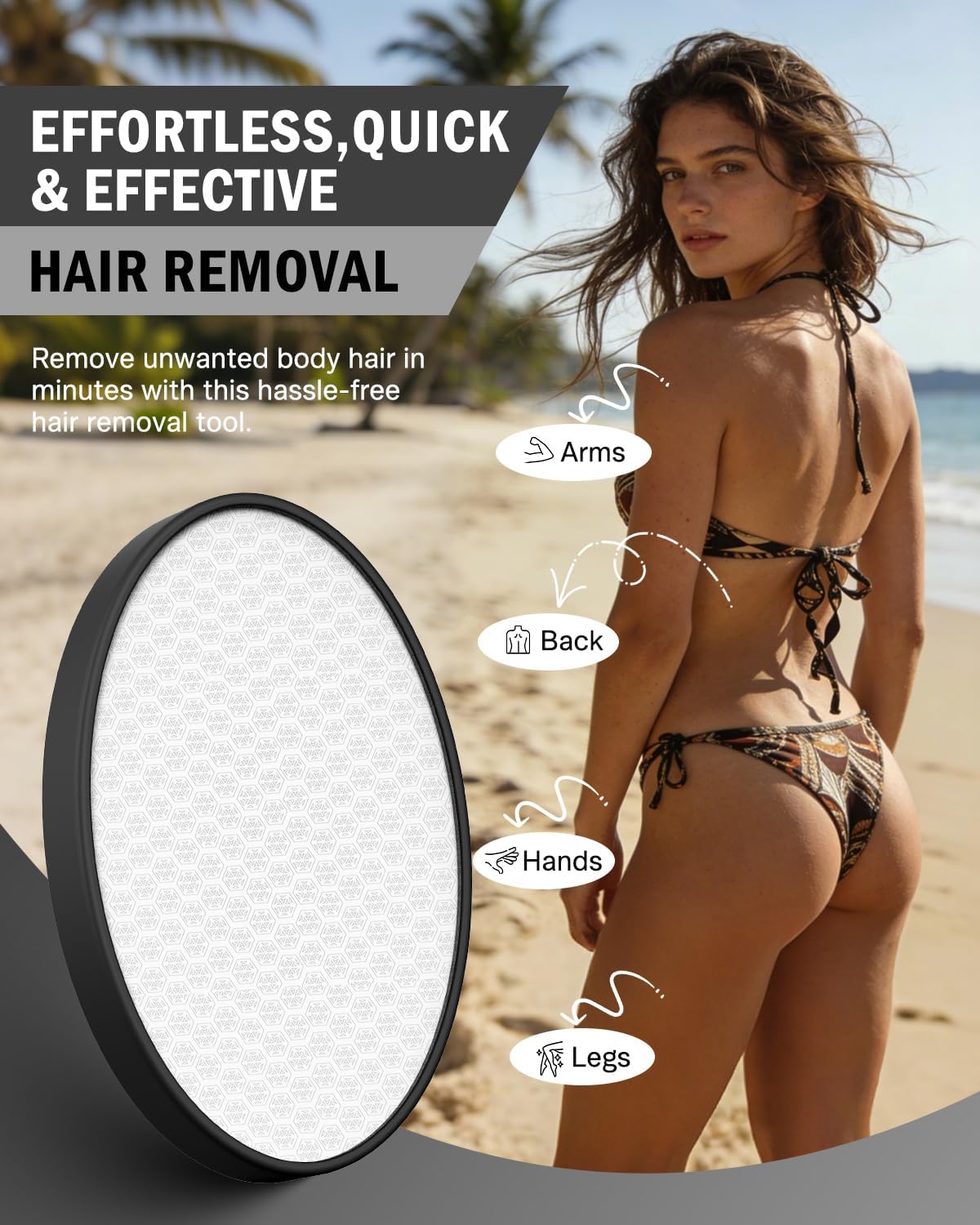 FVION Removedor de pelo de cristal sin dolor, borrador de pelo nano...
