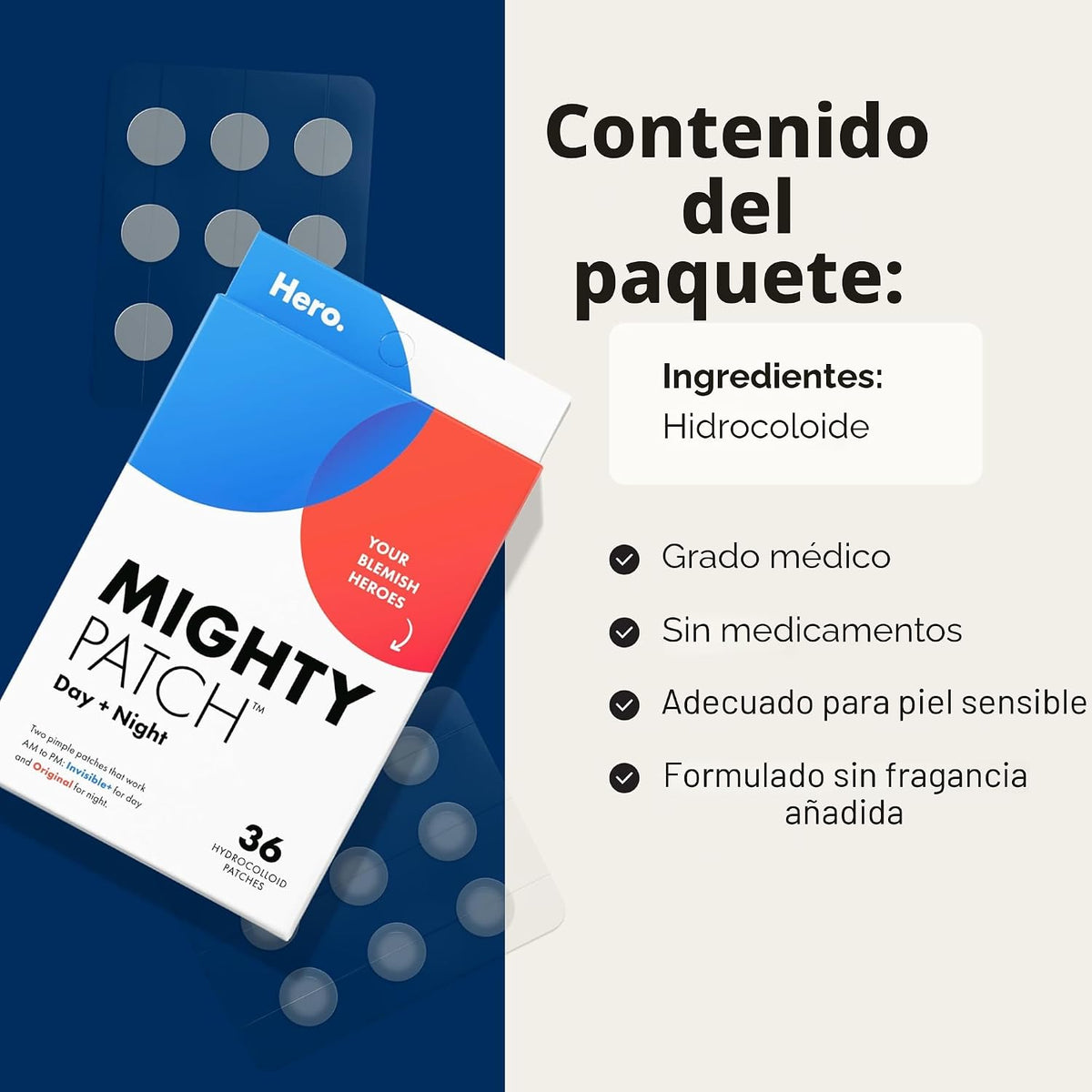 Mighty Patch Hero Cosmetics - Parches para espinillas para acné de...