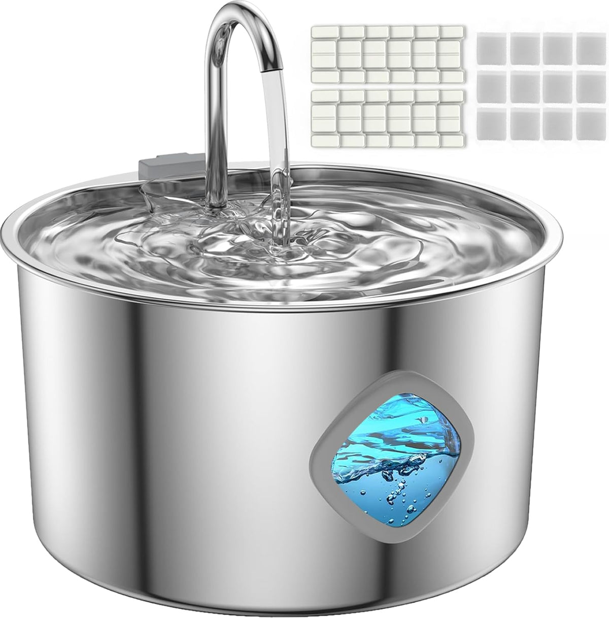 Fuente de agua para gatos de acero inoxidable con kit de 12 filtros...