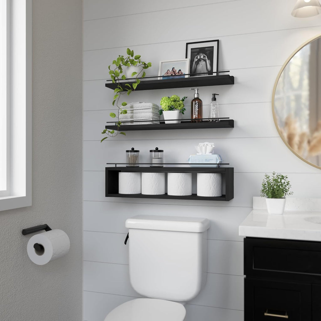 WOPITUES Estantes flotantes para pared de 24 pulgadas con estante d...