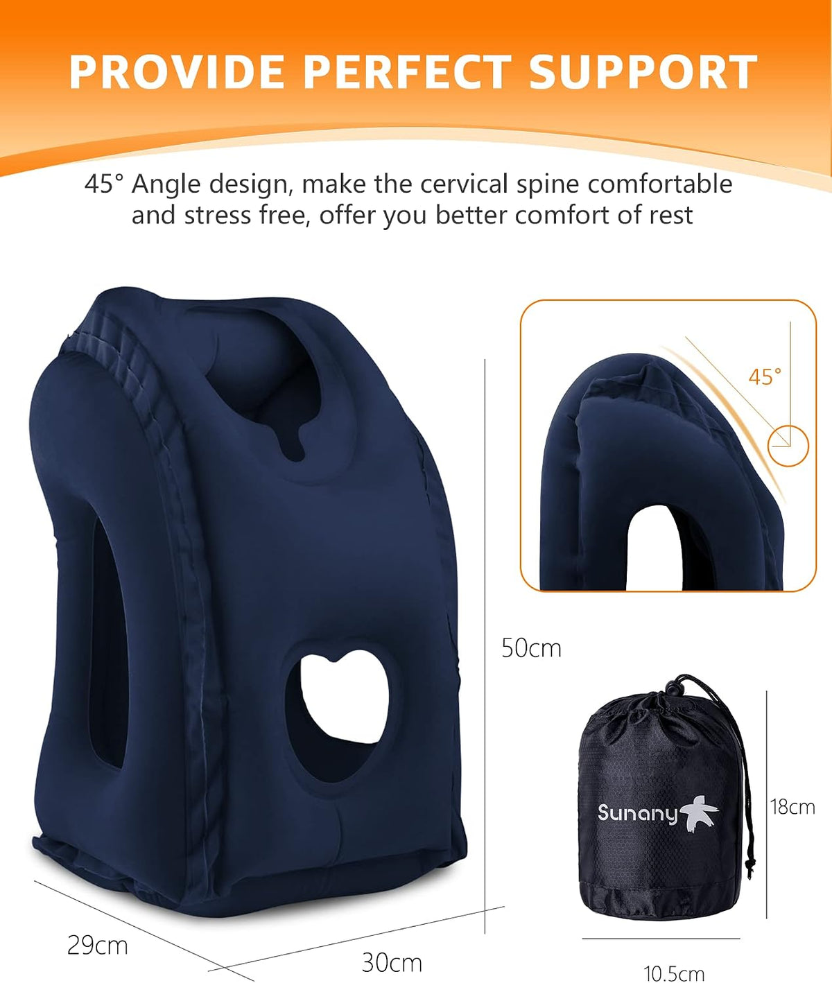 Almohada inflable del viaje para el cuello del avión y la lumbar, u...