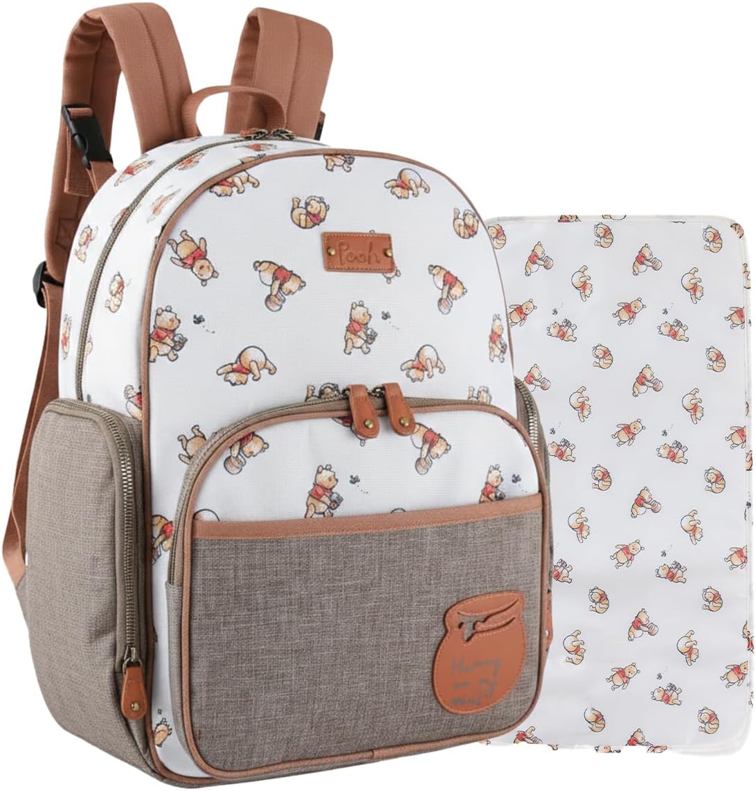 Disney Winnie the Pooh Mochila multifuncional para pañales con camb...
