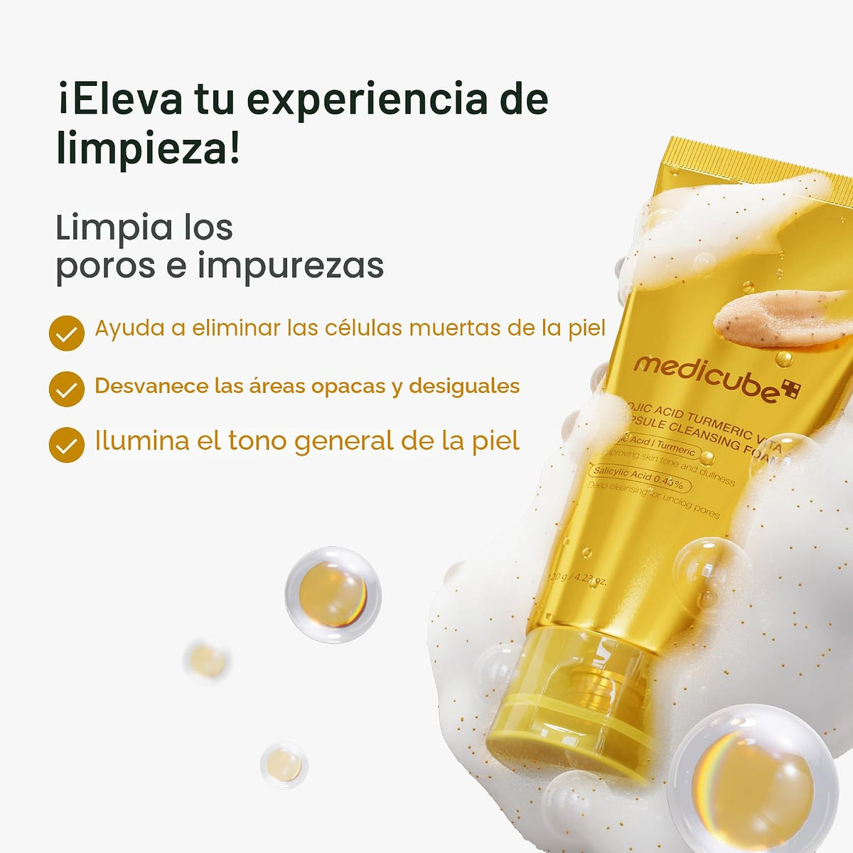 Limpiador facial medicube Cápsula de cúrcuma Limpiador en espuma |...