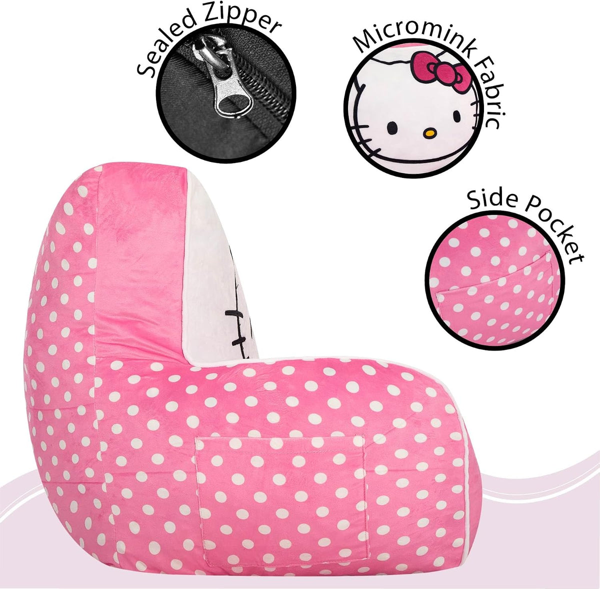 Idea Nuova Sanrio Hello Kitty - Puf relleno de espuma para niños, a...